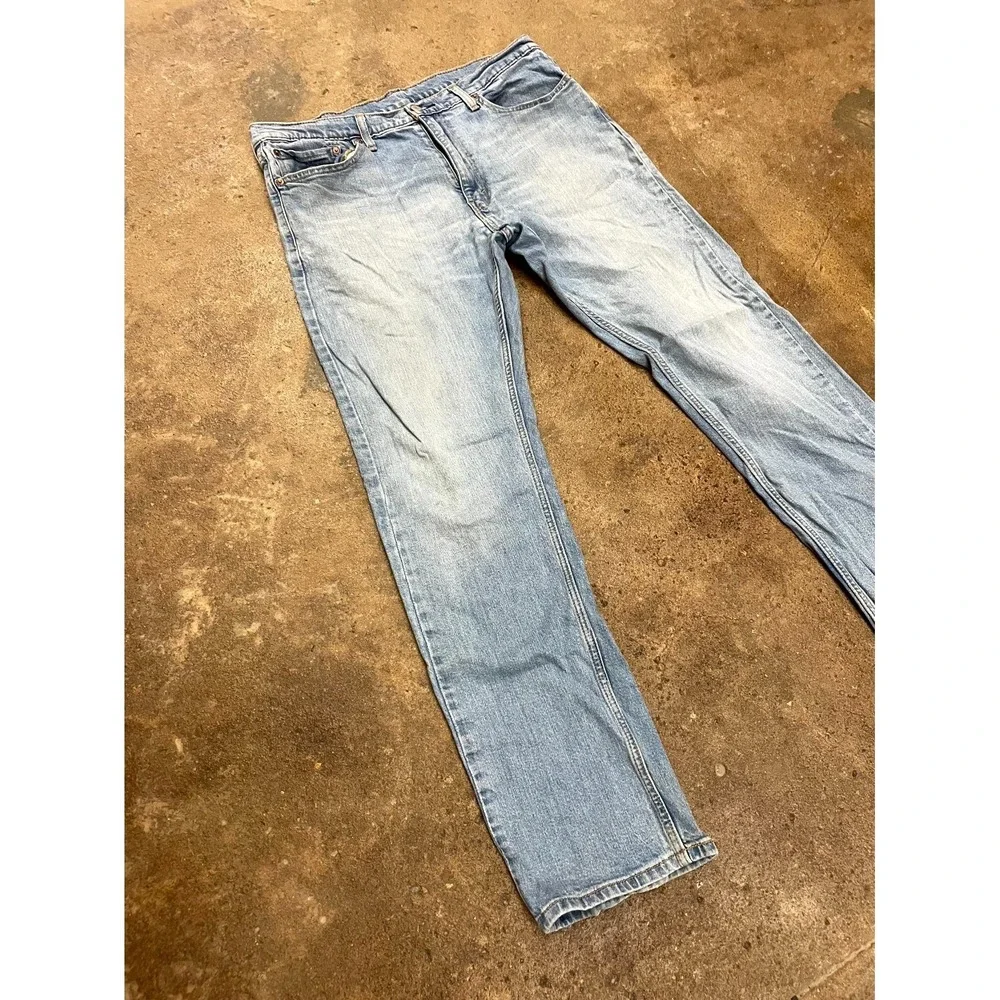 Levi's 513 Slim Straight Fit Jeans Mens 36x32 Blue Denim Cotton Stretch Mid Rise - Picture 2 of 16